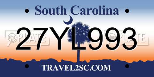 27YL993 South Carolina License Plate