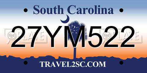 27YM522 South Carolina License Plate