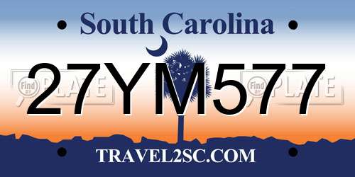 27YM577 South Carolina License Plate