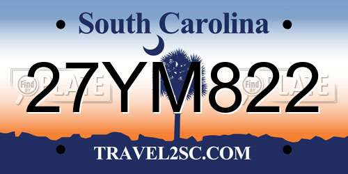 27YM822 South Carolina License Plate