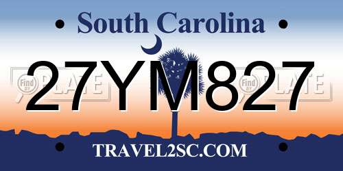 27YM827 South Carolina License Plate