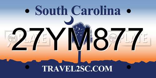 27YM877 South Carolina License Plate
