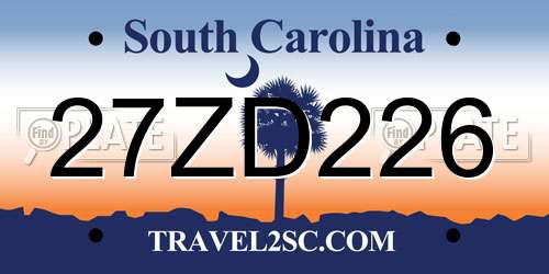 27ZD226 South Carolina License Plate