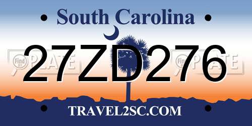 27ZD276 South Carolina License Plate