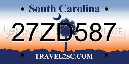 27ZD587 South Carolina License Plate