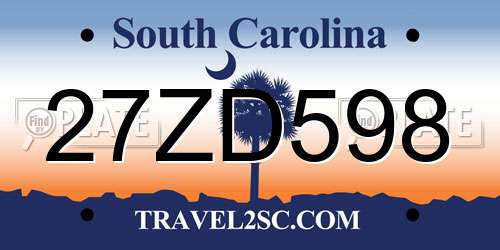 27ZD598 South Carolina License Plate