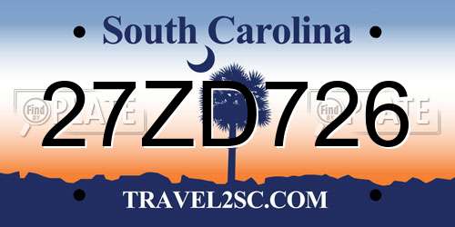 27ZD726 South Carolina License Plate