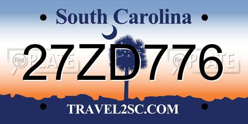 27ZD776 South Carolina License Plate