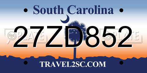 27ZD852 South Carolina License Plate