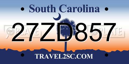 27ZD857 South Carolina License Plate