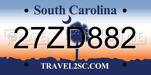 27ZD882 South Carolina License Plate