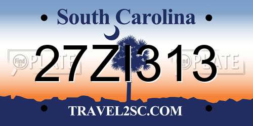 27ZI313 South Carolina License Plate
