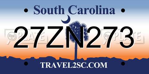 27ZN273 South Carolina License Plate
