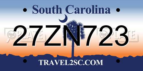 27ZN723 South Carolina License Plate