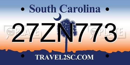 27ZN773 South Carolina License Plate