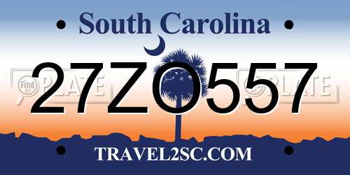 27ZO557 South Carolina License Plate