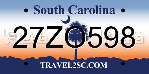 27ZO598 South Carolina License Plate