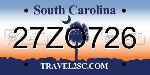 27ZO726 South Carolina License Plate