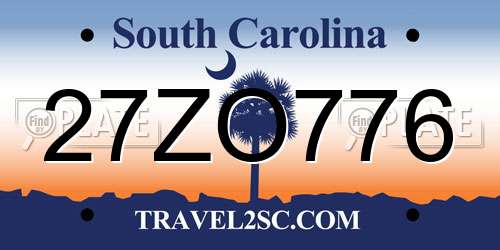 27ZO776 South Carolina License Plate