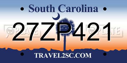 27ZP421 South Carolina License Plate