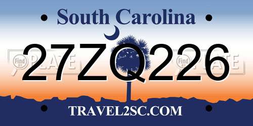 27ZQ226 South Carolina License Plate