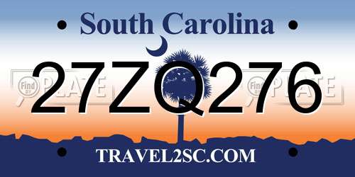 27ZQ276 South Carolina License Plate