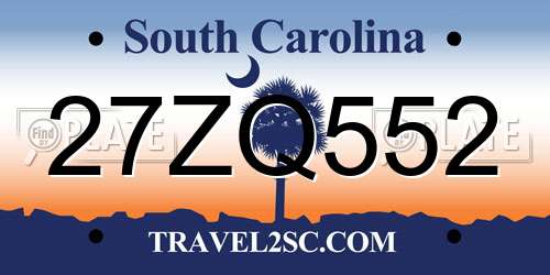 27ZQ552 South Carolina License Plate