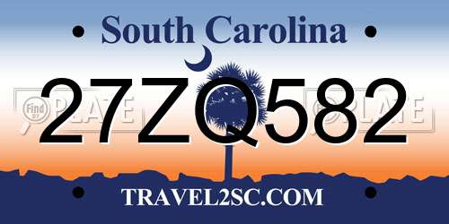 27ZQ582 South Carolina License Plate