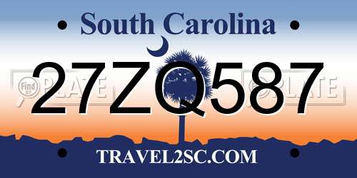27ZQ587 South Carolina License Plate