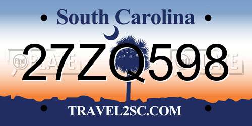 27ZQ598 South Carolina License Plate