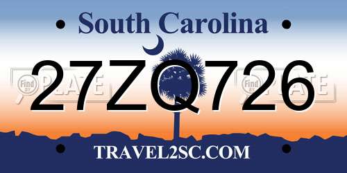 27ZQ726 South Carolina License Plate