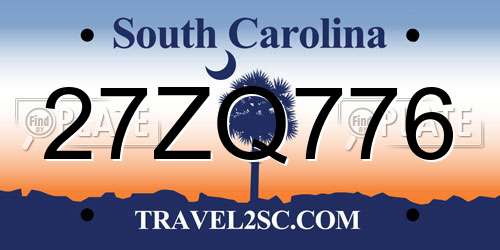 27ZQ776 South Carolina License Plate