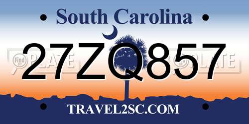 27ZQ857 South Carolina License Plate