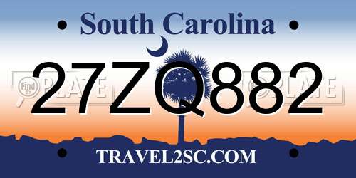 27ZQ882 South Carolina License Plate
