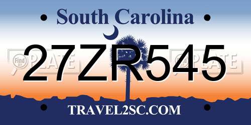 27ZR545 South Carolina License Plate