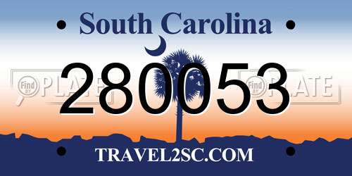 280053 South Carolina License Plate