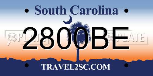 2800BE South Carolina License Plate