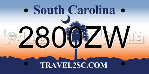 2800ZW South Carolina License Plate