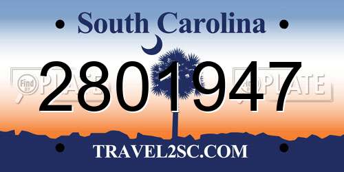 2801947 South Carolina License Plate
