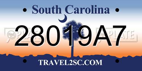 28019A7 South Carolina License Plate