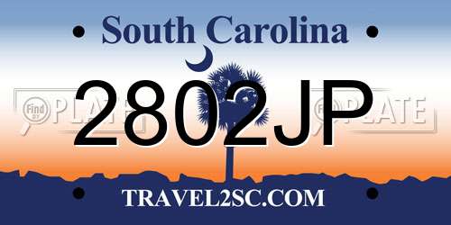 2802JP South Carolina License Plate