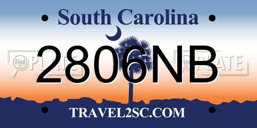 2806NB South Carolina License Plate