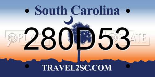 280D53 South Carolina License Plate