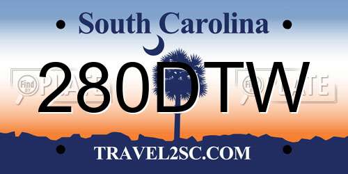 280DTW South Carolina License Plate