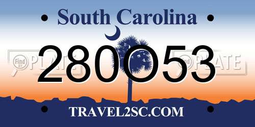 280O53 South Carolina License Plate