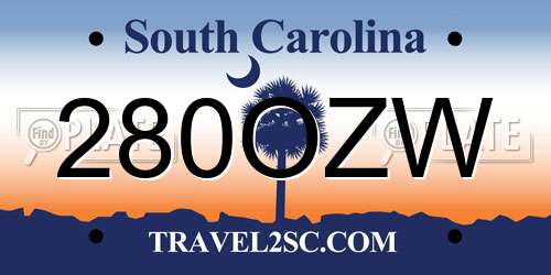 280OZW South Carolina License Plate
