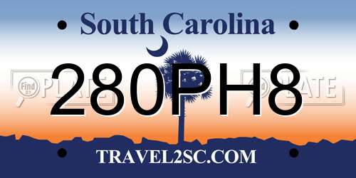 280PH8 South Carolina License Plate