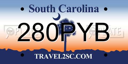 280PYB South Carolina License Plate