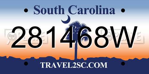 281468W South Carolina License Plate