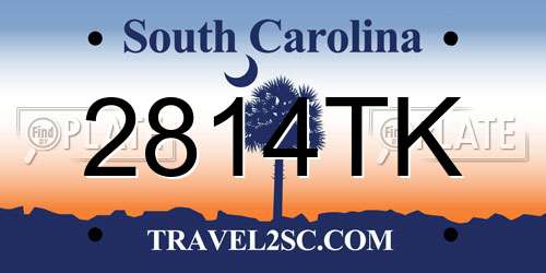 2814TK South Carolina License Plate